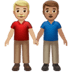 👨🏼‍🤝‍👨🏽 men holding hands: medium-light skin tone, medium skin tone display on Apple